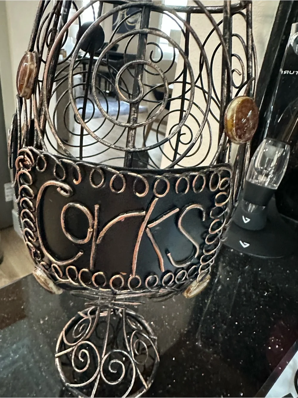 Decorative Metal Corks Holder in Bronze